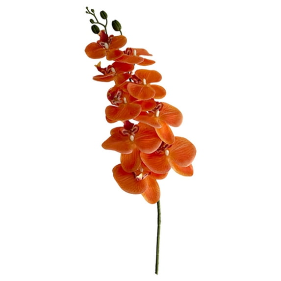 DefiDgd White Orchids Faux Flowers Bouquet,9 Heats Phalaenopsis Faux Flowers with Stems,Large Faux Flowers Arrangement for Home Decor Party Wedding Decor(Orange)