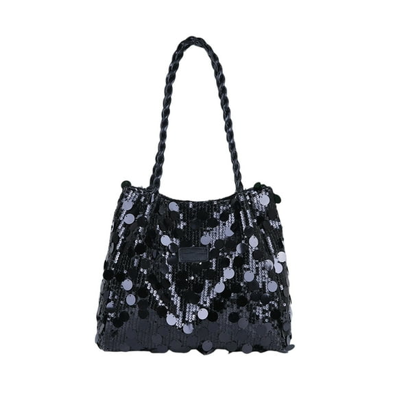 DefiDgd Women's Sequin Bag,Sparkly Shoulder Bag,Glitter Purses for Women Sparkly Evening Bag Handbag Party Wedding Supplies(Black)