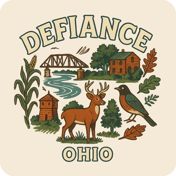 Defiance Ohio Keepsakes Souvenir Vinyl Sticker – Destination Travel Keepsake Collectible (4-Inches Wide)