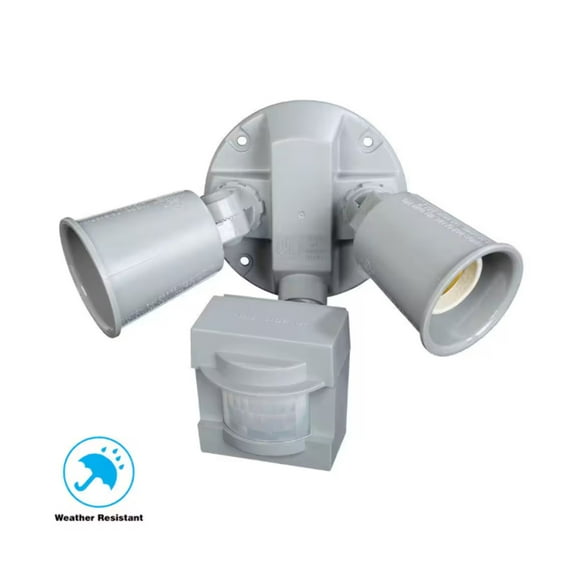 Defiant 110 Degree Motion Sensor Grey Two-Light Outdoor Flood Light