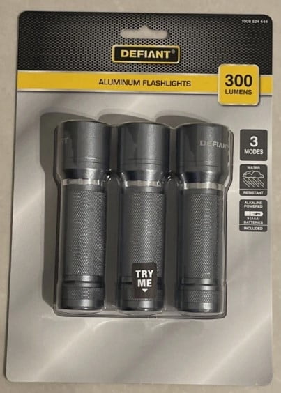 defiant rechargeable flashlight in silver LED Aluminum Combo (8-pack) with Batteries The Aluminum Flashlight is expertly crafted from durable aluminum Defiant Rechargeable Led Flashlight and