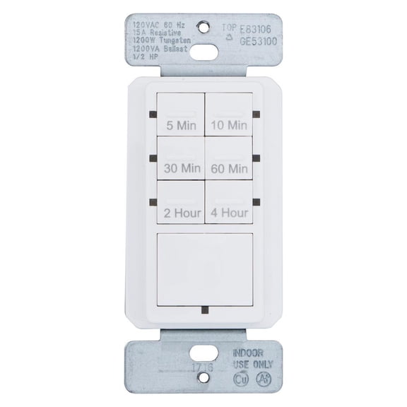 Defiant 15 Amp 4-Hour Countdown In-Wall Push Button Timer with Ground Terminal