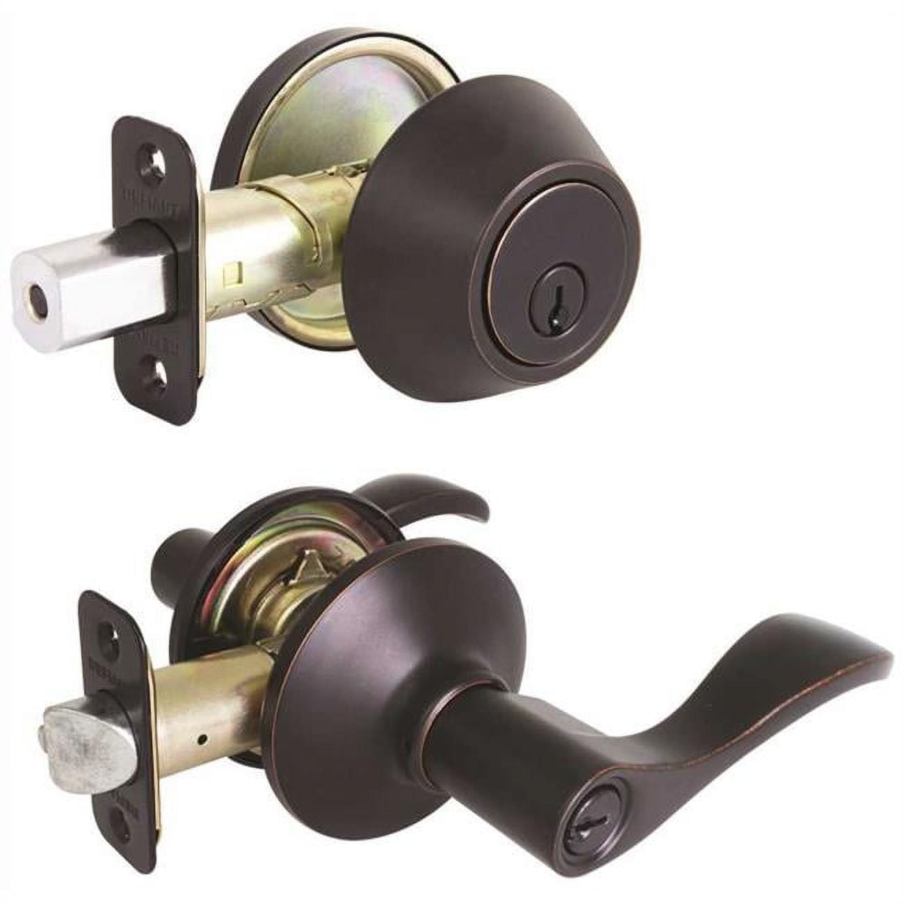 Satin Nickel Naples Keyed Entry Door Lever with Single Cylinder Deadbolt Master Pinned Combo Pack Satin Nickel Naples Keyed Entry Door Lever with Single Cylinder Deadbolt Master Pinned Combo Pack