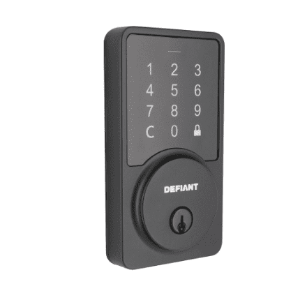 Defiant Square Matte Black Smart Electronic Wi-Fi Deadbolt Works with Google Home & Amazon Alexa Powered by Hubspace