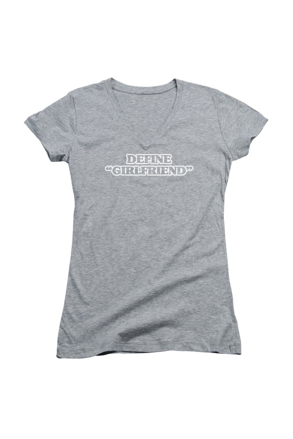 - Define Girlfriend - Juniors Cap Sleeve V-Neck Shirt - Small