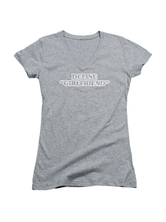 - Define Girlfriend - Juniors Cap Sleeve V-Neck Shirt - Small