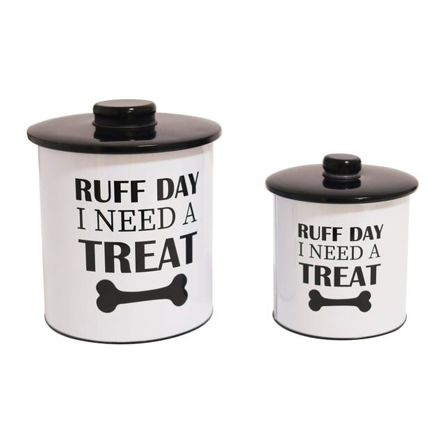 Define Marvelous 2 pc Round Storage Dog Treat Tin Container for Pet