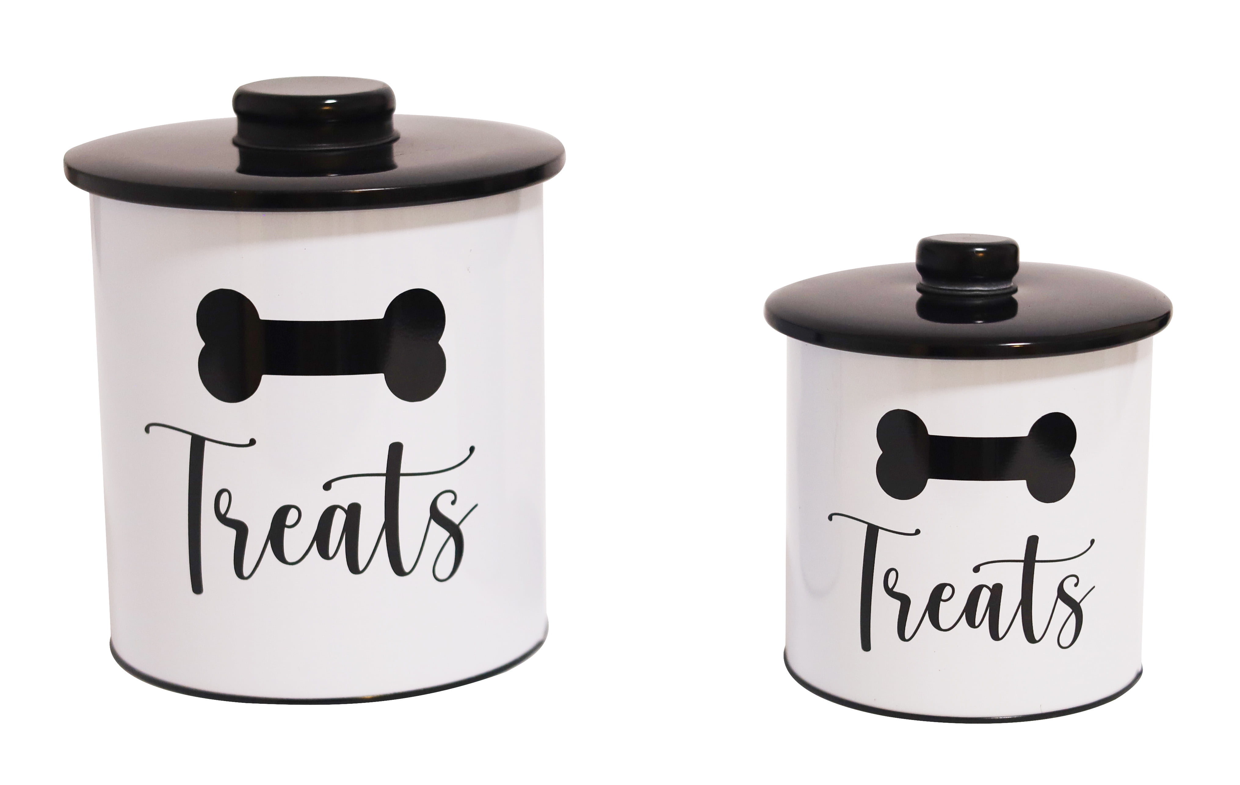 Define Marvelous 2 pc Round Storage Dog Treat Tin Container for Pet