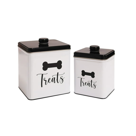 Define Marvelous 2 pc Square Storage Dog Treat Tin Container for Pet foods, Treats, Toys, Favors, Accessories & More Treats