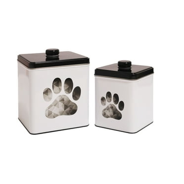 Define Marvelous 2 pc Square Storage Dog Treat Tin Container for Pet foods, Treats, Toys, Favors, Accessories & More
