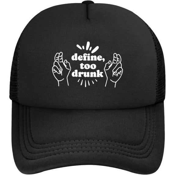 Define Too Drunk Mesh Hat Baseball Cap Golf Sun Cap Dad Hats Adjustable for Men Women Black