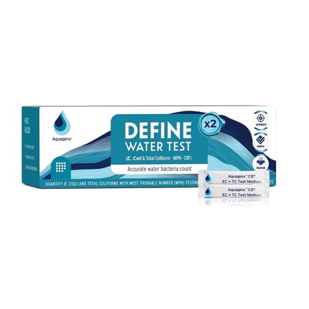 Aquagenx Define Water Test Kit - Detects Most Probable Number of E. Coli & Total Coliform - No Lab Required - Home, Well, Tap & Freshwater (2 pack)