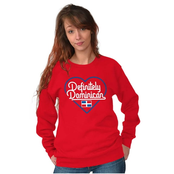 Definitely Dominican Cute Flag Love Women Crewneck Sweatshirt Brisco Brands S