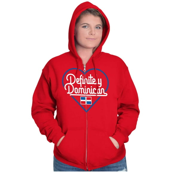 Definitely Dominican Cute Flag Love Zip Hoodie Sweatshirt Women Brisco Brands L
