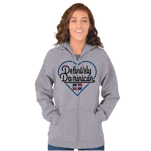 Definitely Dominican Cute Flag Love Zip Hoodie Sweatshirt Women Brisco Brands S
