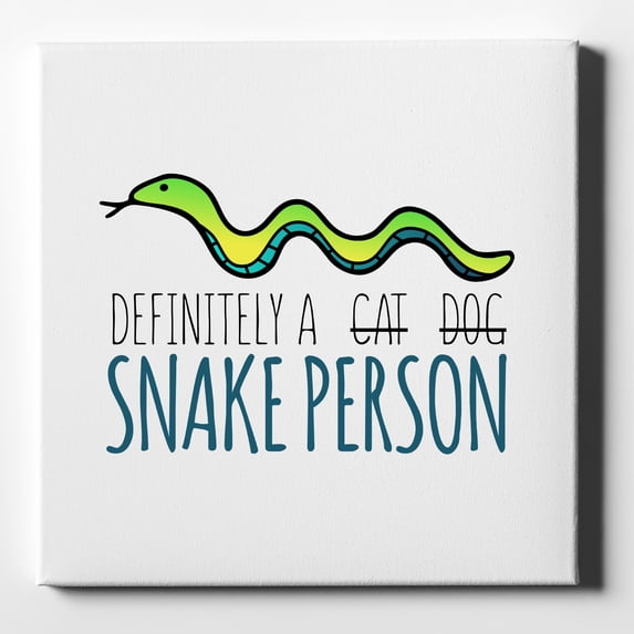 DistinctInk 10X10 Canvas Wall Art - Definitely a Snake Person - 5/8 inch Gallery Wrapped, White Edge