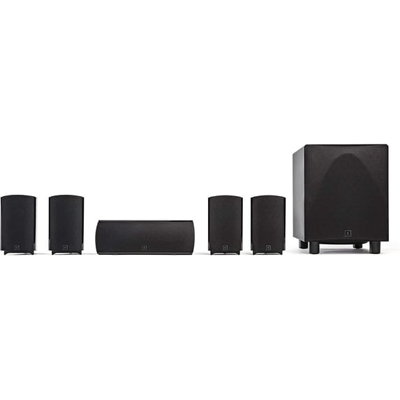 Definitive Technology ProCinema 6D - Compact 5.1 Channel Home Theater Speaker System | 250-Watt Powered Subwoofer, Center Channel + 4 Speakers | Sleek, Gloss Black