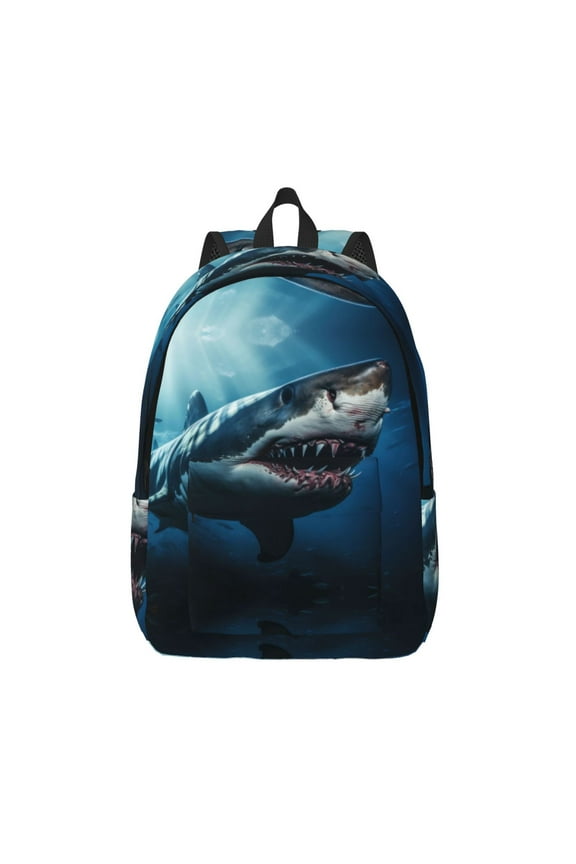3D Realistic Shark for Canvas Backpack,Travel Rucksack Unisex Knapsack Laptop Backpack for Work & College -Medium