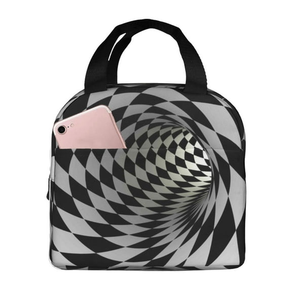 Defioc 3D Vortex Illusion Print Lunch Box,Lunch Bag for Women Men Reusable Insulated Lunch Tote for Work/Office/Picnic/Travel