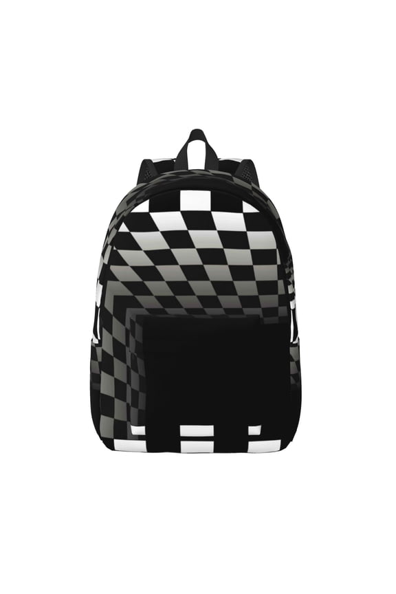 3d Black and White Checkerboard Tunnel for Canvas Backpack,Travel Rucksack Unisex Knapsack Laptop Backpack for Work & College -Medium