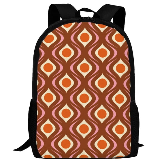Defioc 70's Retro Pattern Carry on Backpack,16.5x12.5x5.5 Personal Item Bag Carry On Backpack Water Resistant Lightweight Daypack