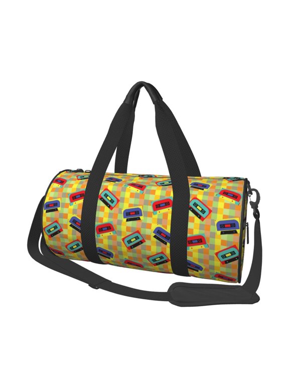 90s Audio Tape for Travel Duffle Bag,Weekender Bag Carry On Tote Bags Hospital Bag Large Capacity Sport Gym Bag for Men Women Fit for Trave, Gym,Weekend