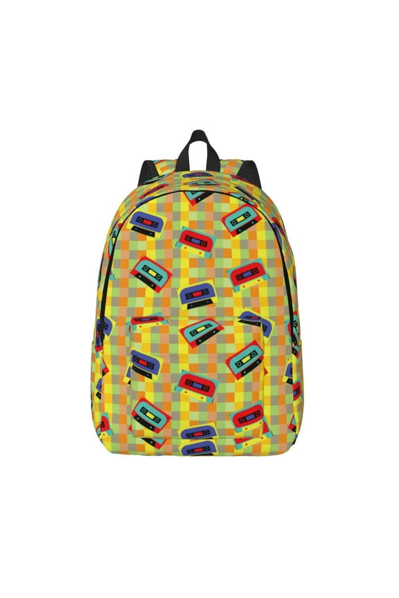 90s Audio Tape for Canvas Backpack,Travel Rucksack Unisex Knapsack Laptop Backpack for Work & College -Medium