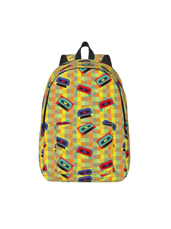 90s Audio Tape for Canvas Backpack,Travel Rucksack Unisex Knapsack Laptop Backpack for Work & College -Small