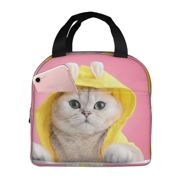 Defioc A Funny Cat Print Lunch Box,Lunch Bag for Women Men Reusable Insulated Lunch Tote for Work/Office/Picnic/Travel