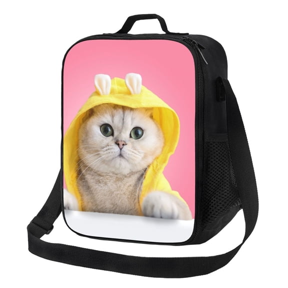 Defioc A Funny Cat Print Lunch Box for Men & Women, Insulated Lunch Bag Thickened Thermal Leakproof Lunch Tote Bag for Adult Office Travel Picnic