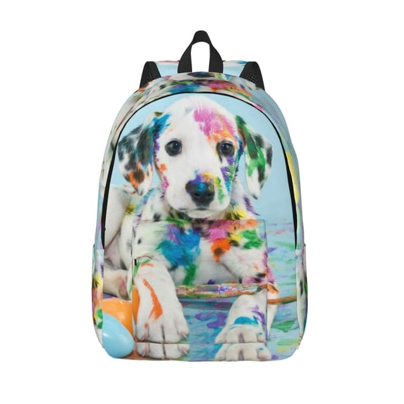 Defioc A Funny Little Dalmatian Puppy for Canvas Backpack,Travel Rucksack Unisex Knapsack Laptop Backpack for Work & College -Medium