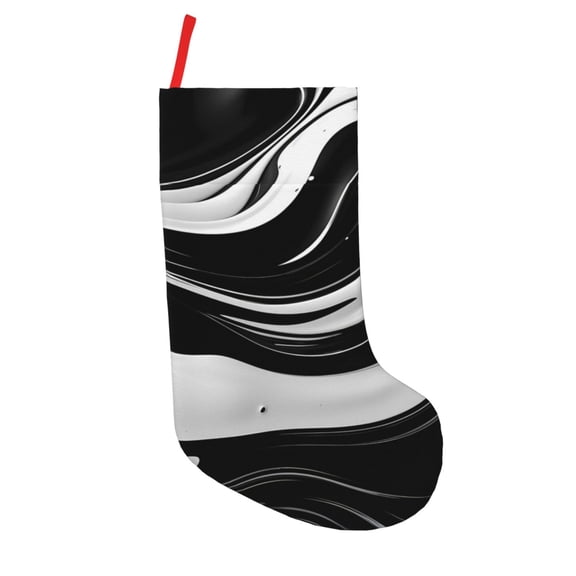 Defioc Abstract Black White Swirls for Christmas Stockings 18" Personalized Holiday Stocking for Family, Farmhouse Decor, Xmas Tree Decoration, 1 Pack