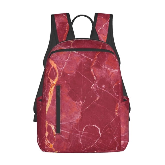 Defioc Abstract Red Marble Pattern Travel Laptop Backpack,Lightweight Backpack Travel Hiking Daypack Backpack Work Bag for Men Women