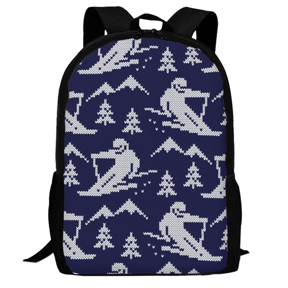 Defioc Abstract Skiing Pattern Carry on Backpack,16.5x12.5x5.5 Personal Item Bag Carry On Backpack Water Resistant Lightweight Daypack