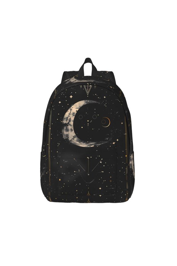 Abstract Starry Sky Moon for Canvas Backpack,Travel Rucksack Unisex Knapsack Laptop Backpack for Work & College -Medium