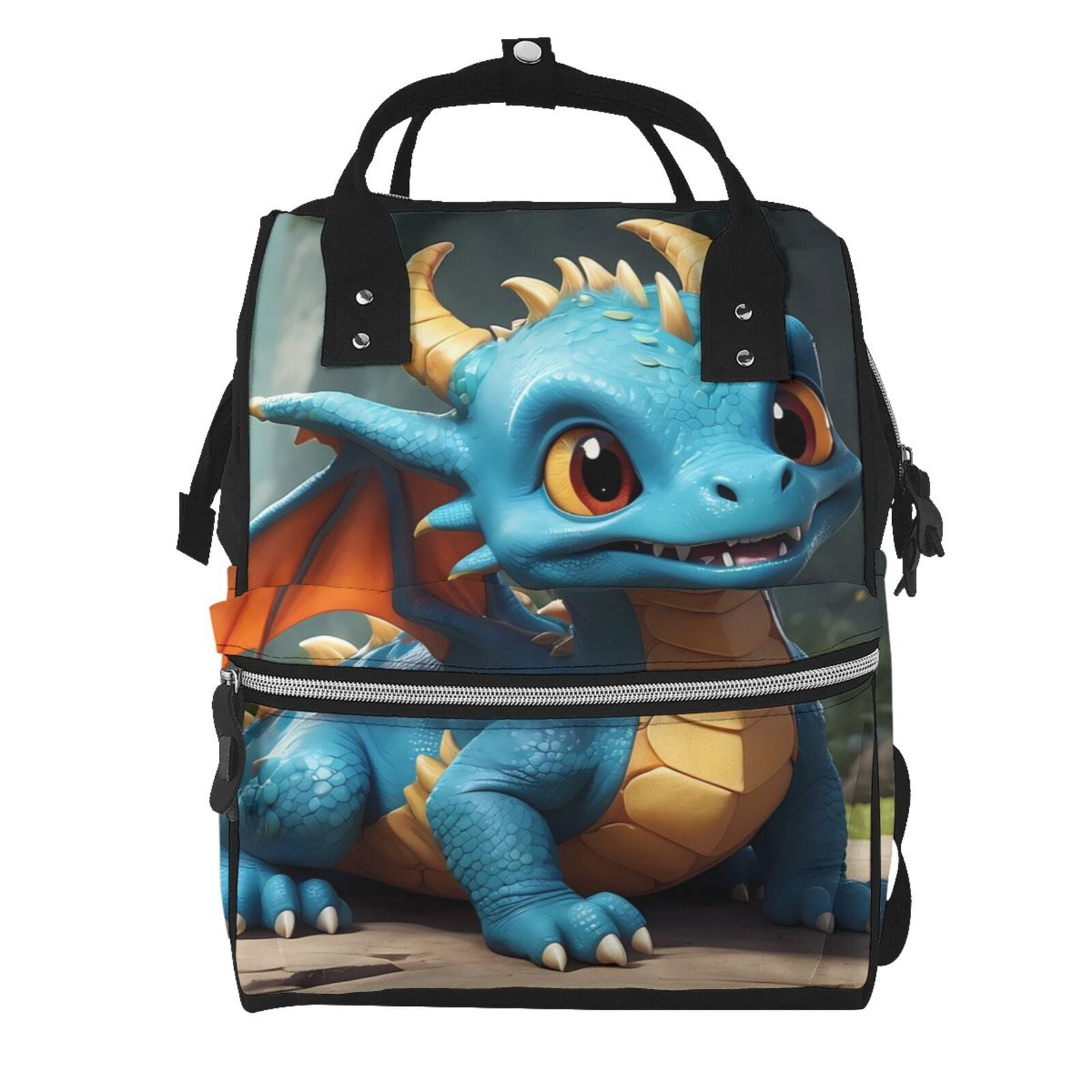 Defioc Adorable Blue Baby Dragon for Baby Diaper Bag Backpack - Baby Bag for Boys & Girls - Diaper Backpack - Large Travel Diaper Bags- Baby Registry Search & Shower Gifts