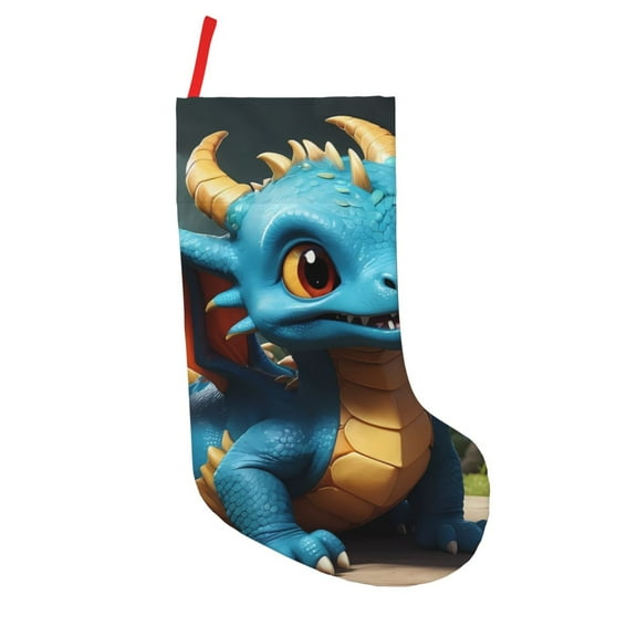 Defioc Adorable Blue Baby Dragon for Christmas Stockings 18" Personalized Holiday Stocking for Family, Farmhouse Decor, Xmas Tree Decoration, 1 Pack