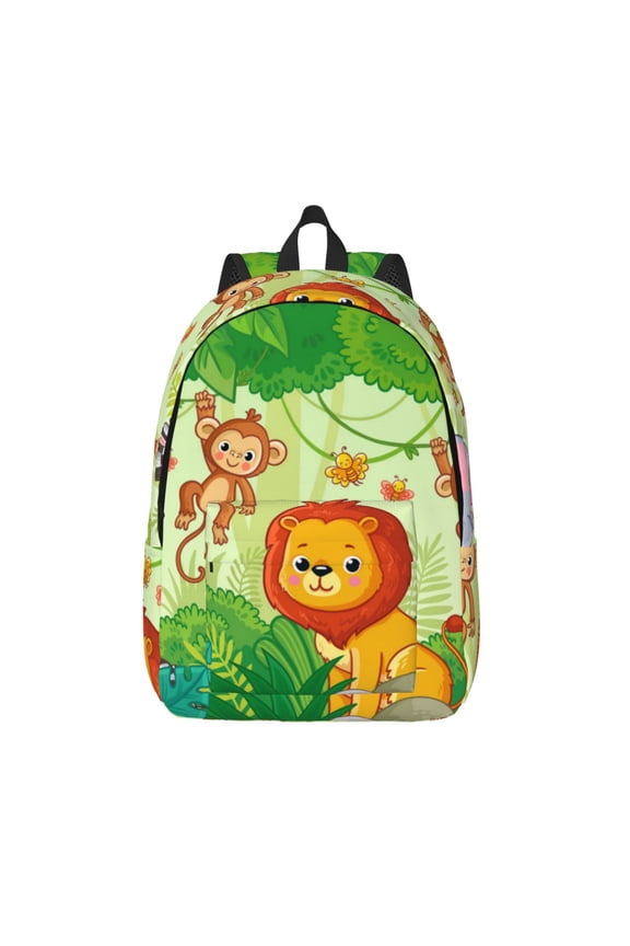 African Animals in the Jungle for Canvas Backpack,Travel Rucksack Unisex Knapsack Laptop Backpack for Work & College -Small