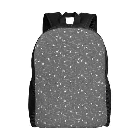 Defioc Airplane Routes Around The World Print Backpack -Travel,or Work Bookbag Daypacks with 15-Inch Laptop Sleeve and Dual Water Bottle Pockets