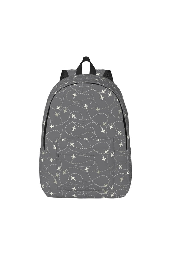 Airplane Routes Around The World for Canvas Backpack,Travel Rucksack Unisex Knapsack Laptop Backpack for Work & College -Small