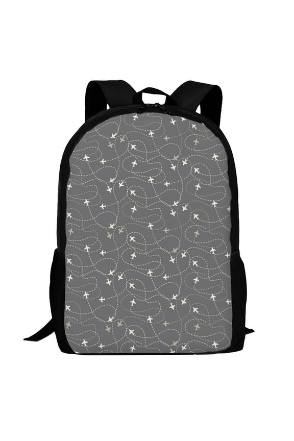 Airplane Routes Around The World Pattern Carry on Backpack,16.5x12.5x5.5 Personal Item Bag Carry On Backpack Water Resistant Lightweight Daypack
