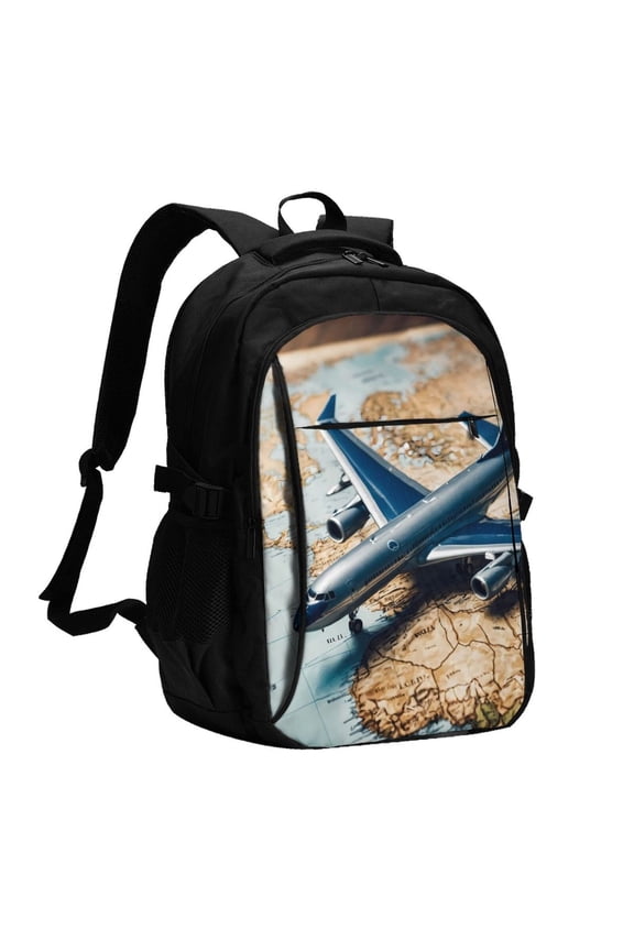 Airplane World Map Adventure for Travel Backpack for Women,15.6 inch Laptop Backpack Carry On Backpack Personal Item Travel Bag Daypack for School Weekender Business Trip