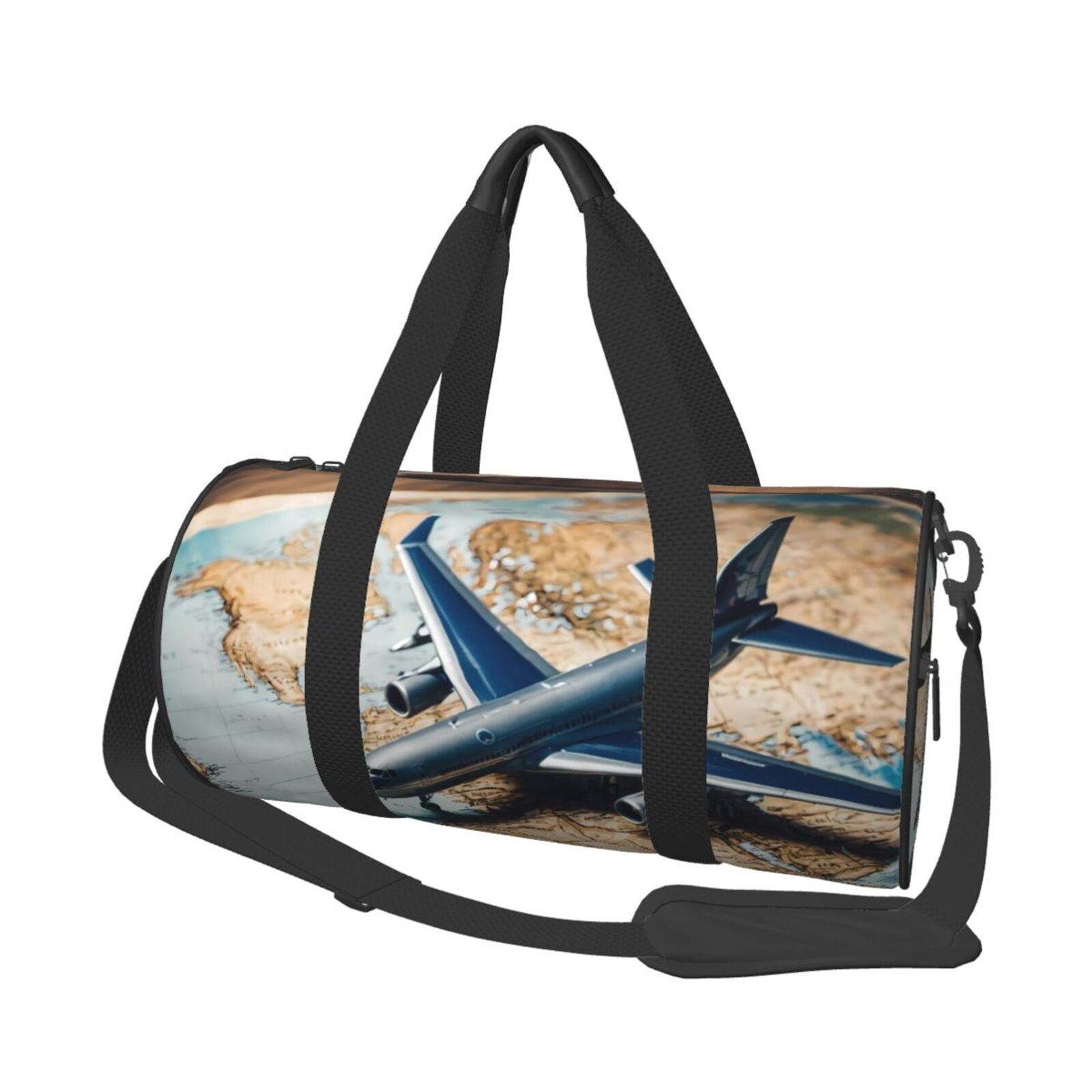 Defioc Airplane World Map Adventure for Travel Duffle Bag,Weekender Bag Carry On Tote Bags Hospital Bag Large Capacity Sport Gym Bag for Men Women Fit for Trave, Gym,Weekend