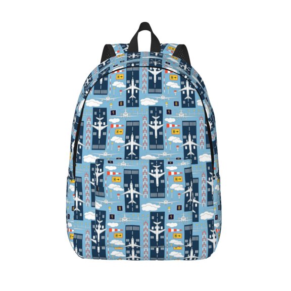 Defioc Airplanes and Aviation Signs for Canvas Backpack,Travel Rucksack Unisex Knapsack Laptop Backpack for Work & College -Small