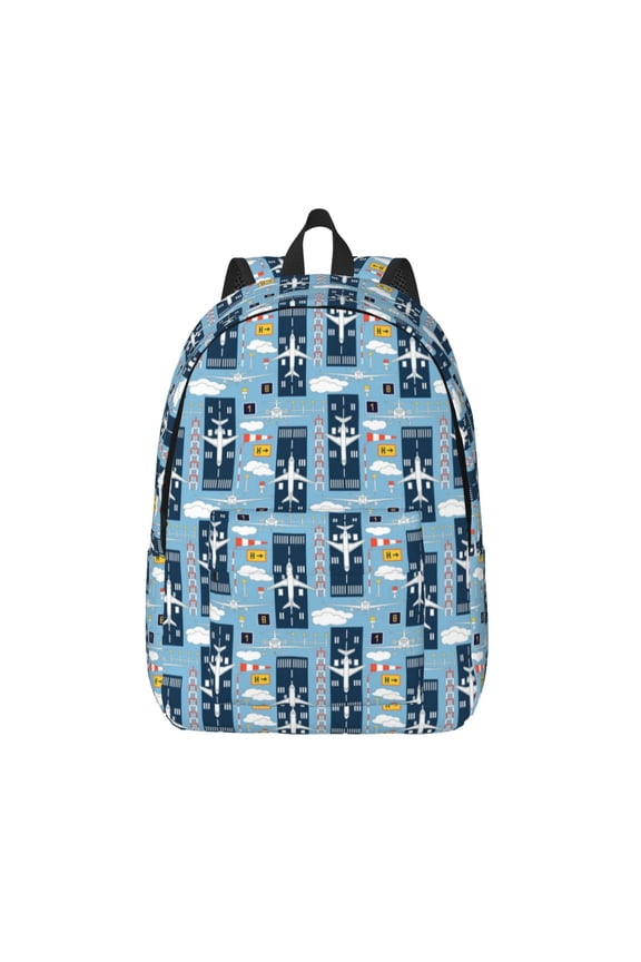 Airplanes and Aviation Signs for Canvas Backpack,Travel Rucksack Unisex Knapsack Laptop Backpack for Work & College -Small