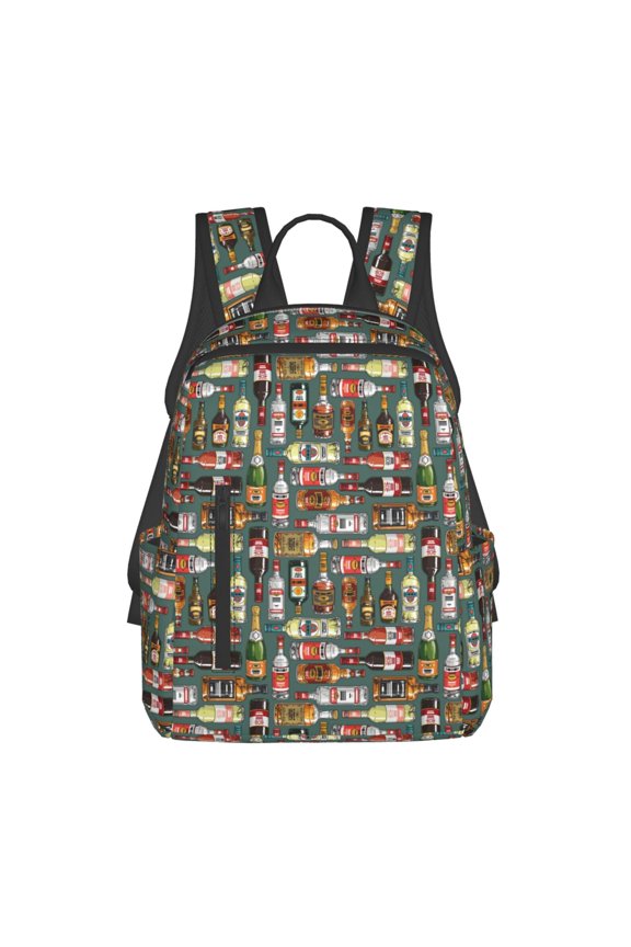 Alcohol Bottles Pattern Travel Laptop Backpack,Lightweight Backpack Travel Hiking Daypack Backpack Work Bag for Men Women