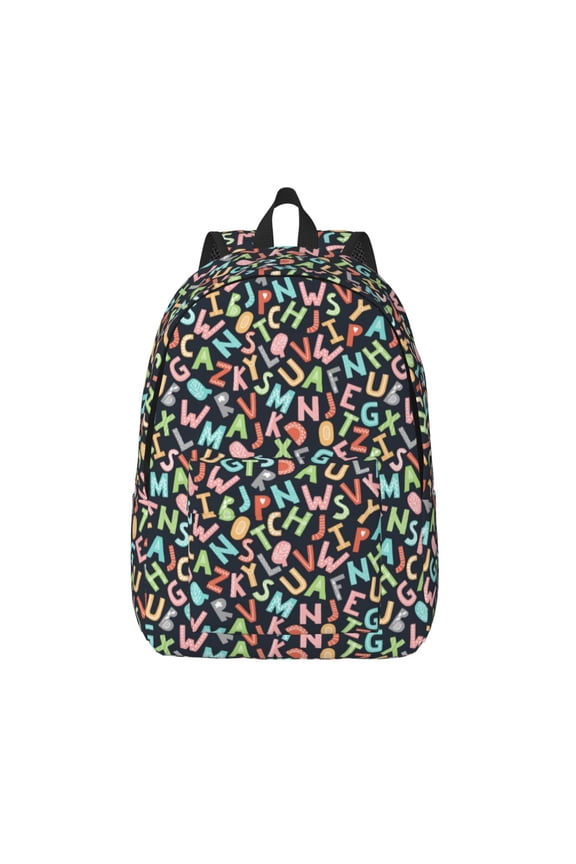 Alphabet for Canvas Backpack,Travel Rucksack Unisex Knapsack Laptop Backpack for Work & College -Small