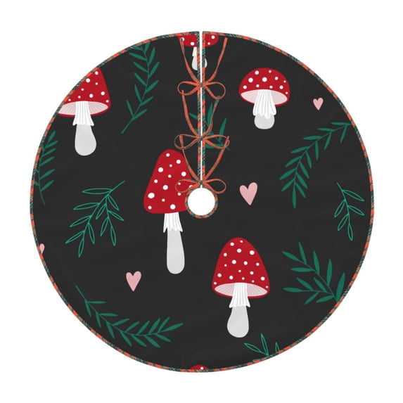 Defioc Amanita Mushroom for Christmas Tree Skirt Snowman Xmas Tree Skirt Farmhouse Christmas Decorations Tree Mat for Holiday Party Decor-30"