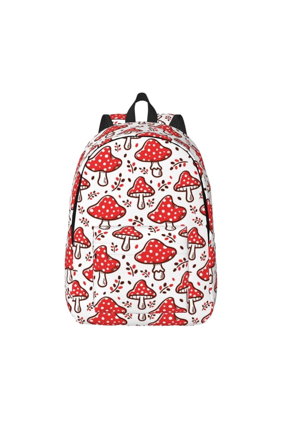Amanita Red Mushroom for Canvas Backpack,Travel Rucksack Unisex Knapsack Laptop Backpack for Work & College -Small