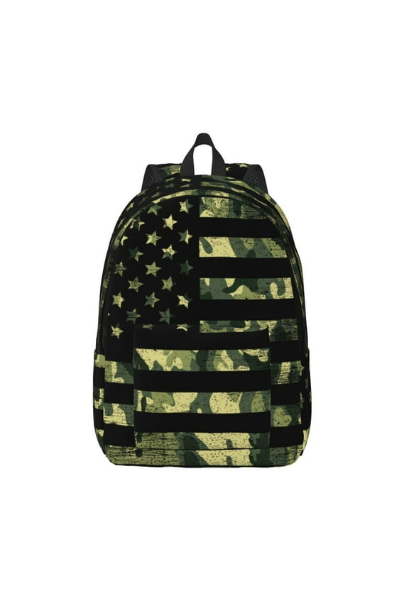 American Flag Camo for Canvas Backpack,Travel Rucksack Unisex Knapsack Laptop Backpack for Work & College -Medium